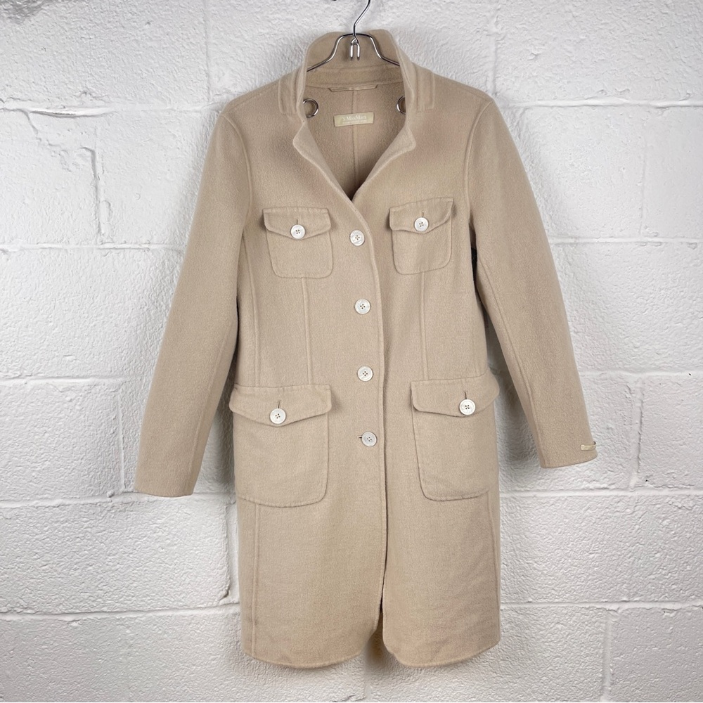 S Max Mara Virgin Wool Angora Rabbit Coat Size 8